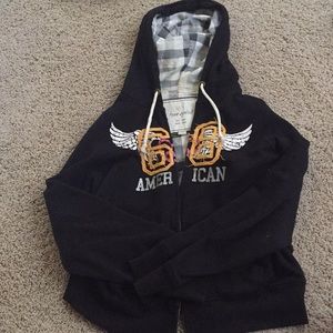 American eagle black zip up hoodie
